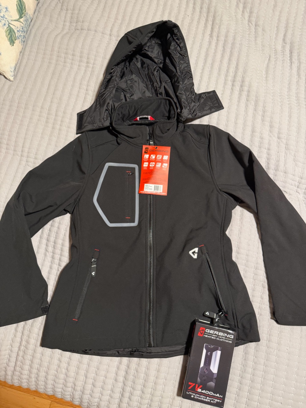 Womens Black Heated Ski Jacket with Hood